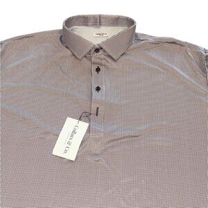 NWT Collars & Co Men's 3XL Dress Collar Polo Shirt Brown Houndstooth Performance